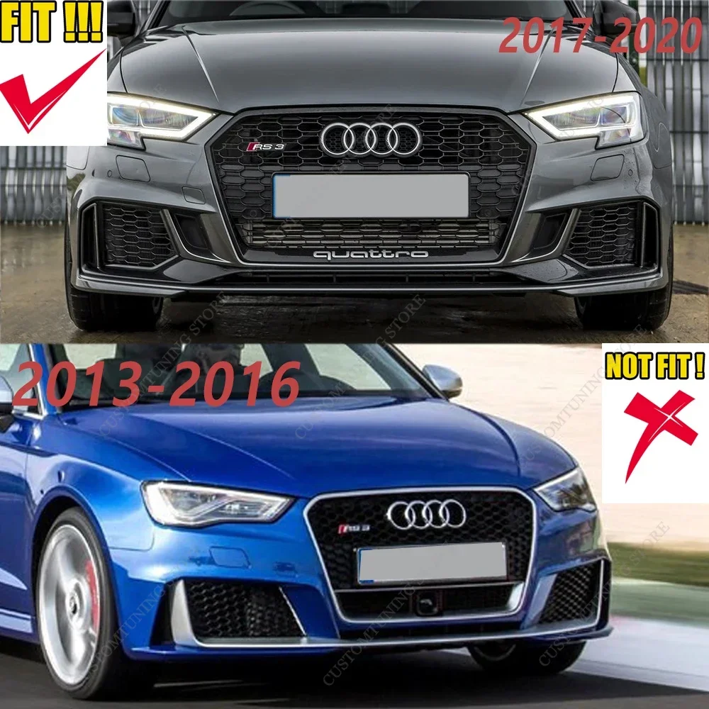 For Audi RS3 8V FL Gloss Black Front Bumper Lip Spoiler Splitter Diffuser RS3 2017-2020 Facelift only Bodykits Tuning