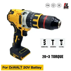 For DeWALT 20V Battery Cordless Electric Drill 20+3 Torque Brushless Impact Hammer Drill 13MM Chuck Screwdriver Power Tools