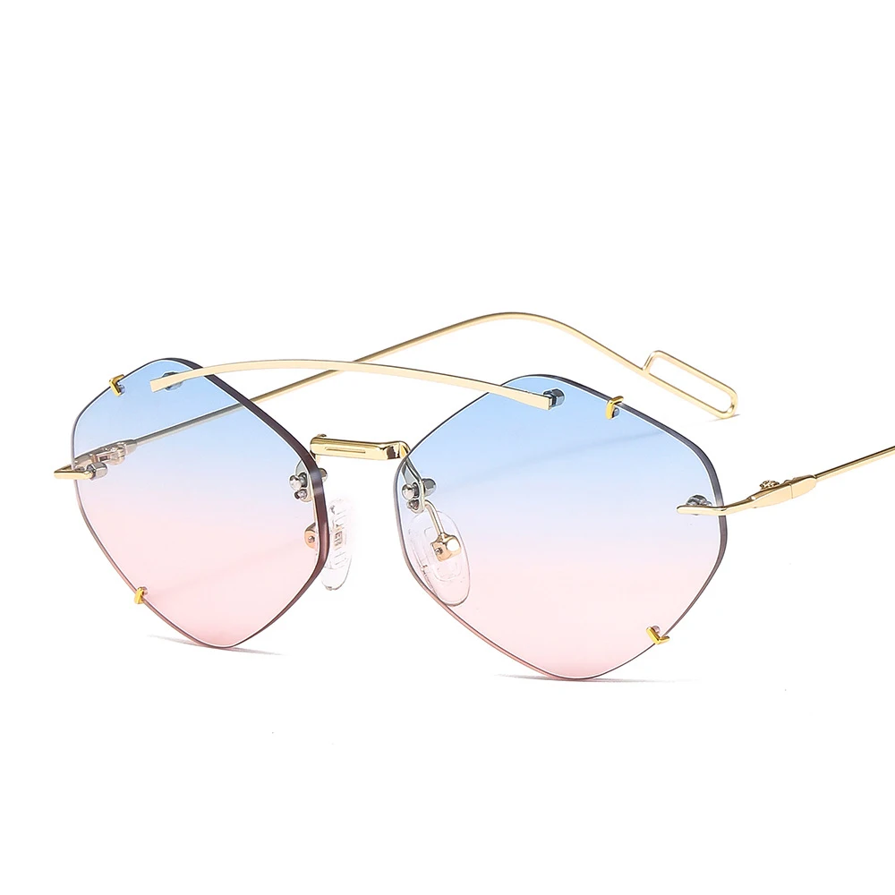 2025, personalisierte Sonnenbrille für Damen und Herren, unregelmäßige Sonnenbrille mit kleinem Rahmen, rahmenlose Sonnenbrille aus Metall für Modeshows