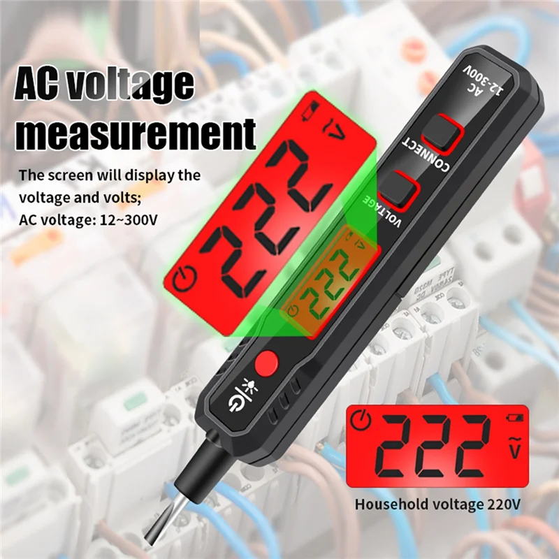 HABOTEST Pen Type Digital Multimeter True RMS Smart AC DC Voltage Resistance Capacitance Frequency Tester 12-300V Multitester