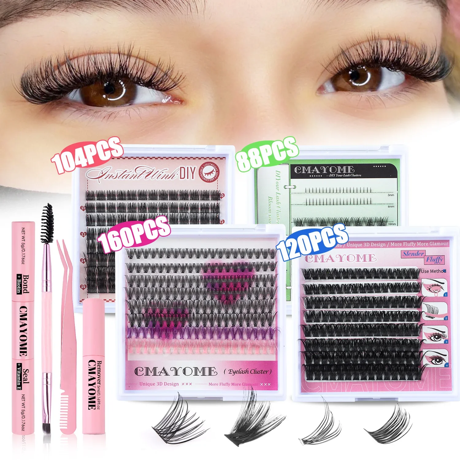 Hot-selling False Eyelash Set Box Segmented False Eyelash Mixed Set Dense Natural Single Tuft Hair Wholesale