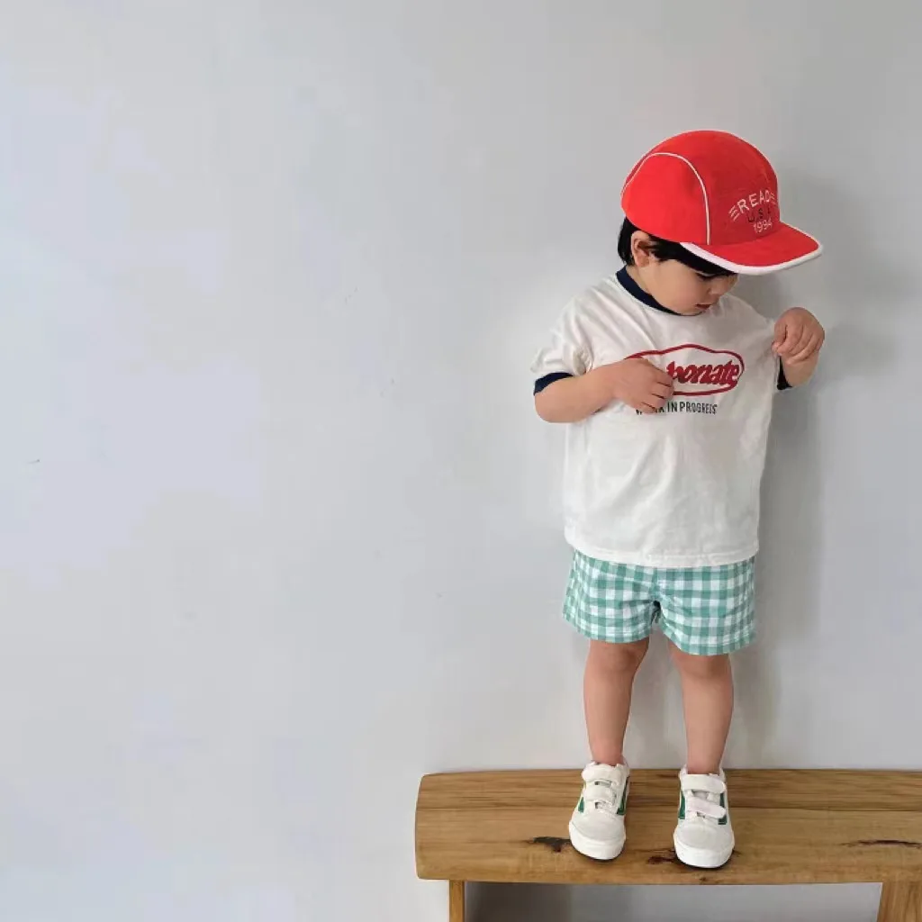 2024 Summer New Baby Letter Print Short Sleeve T Shirts Infant Cotton Cartoon Tee Kids Casual Tee Toddler Kids Tops