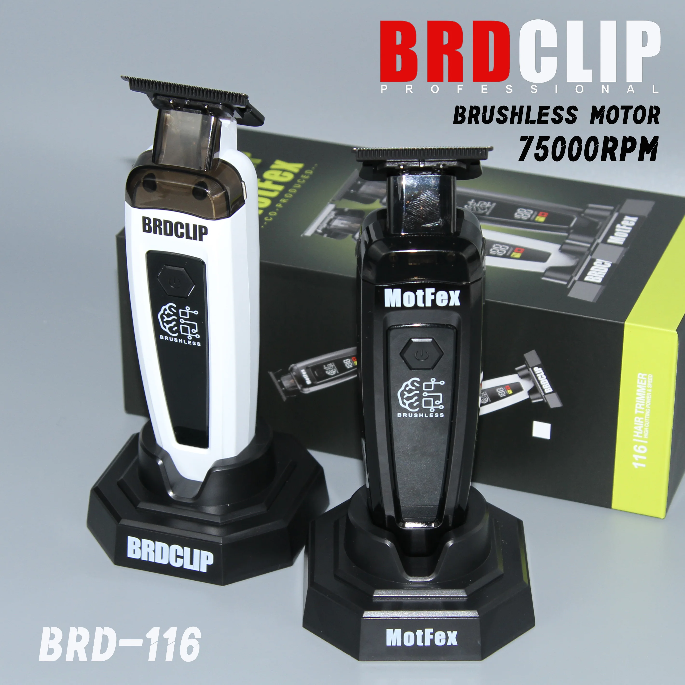 

BRDCLIP новый парикмахерский триммер для волос, бесщеточный двигатель, 7500 об/мин, 2000 мАч, машинка для стрижки волос с базовым зарядным устройством для мужчин, салон BRD116