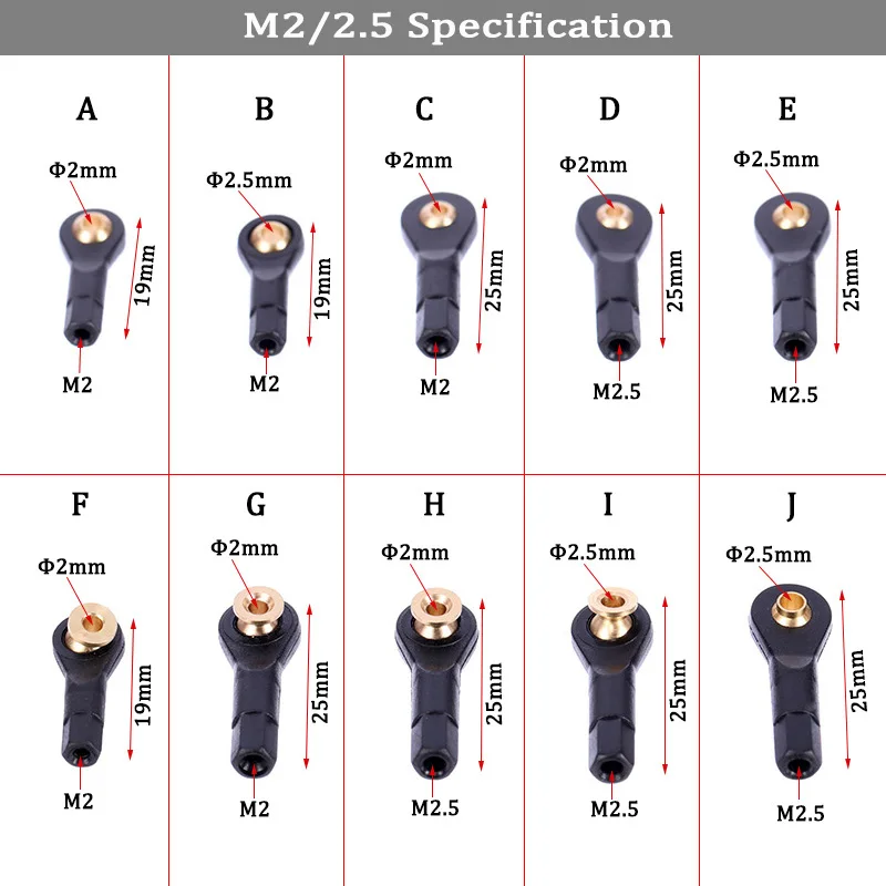 10 stks Plastic M2/M3 Rod End (Ball End/Kogelgewricht) met Schroef voor RC Boot/Vliegtuig/Vrachtwagen/Buggy Crawler/RC Auto's voor Volwassenen