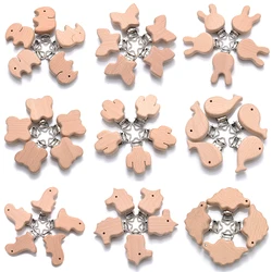 Faia De Madeira Clips para Chupeta Do Bebê, Suporte De Metal, Peixe, Coelho, Forma De Borboleta, Cadeia Titular Acessórios, 9 Estilos, 5Pcs por Lote