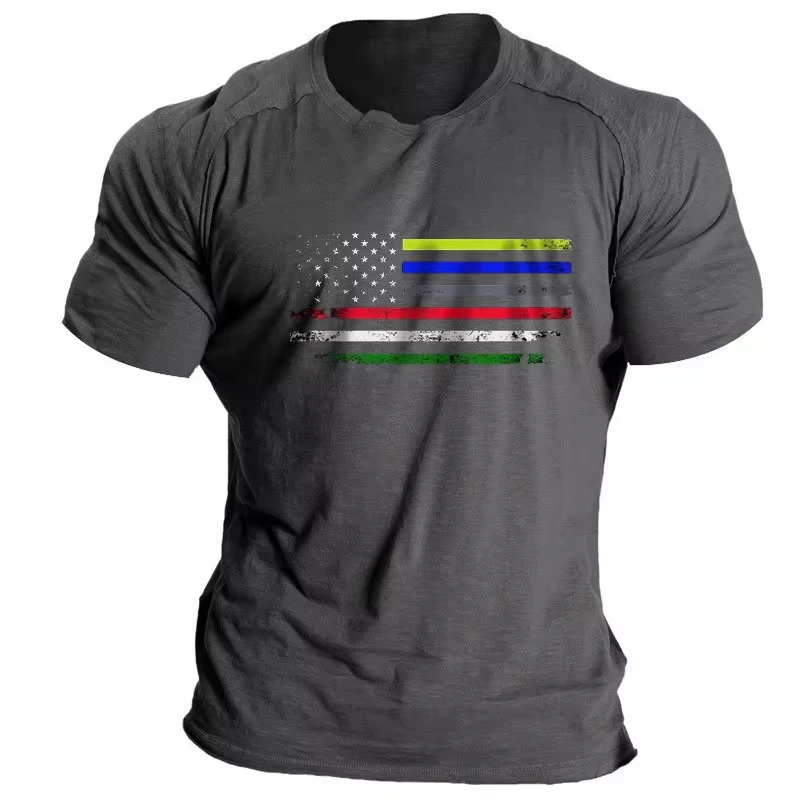Vintage America Flag Men T-shirts O-Neck Harajuku Y2k Short Sleeve Streetwear Outdoor Loose Pullover Tops Tee Oversized Clothing image 3