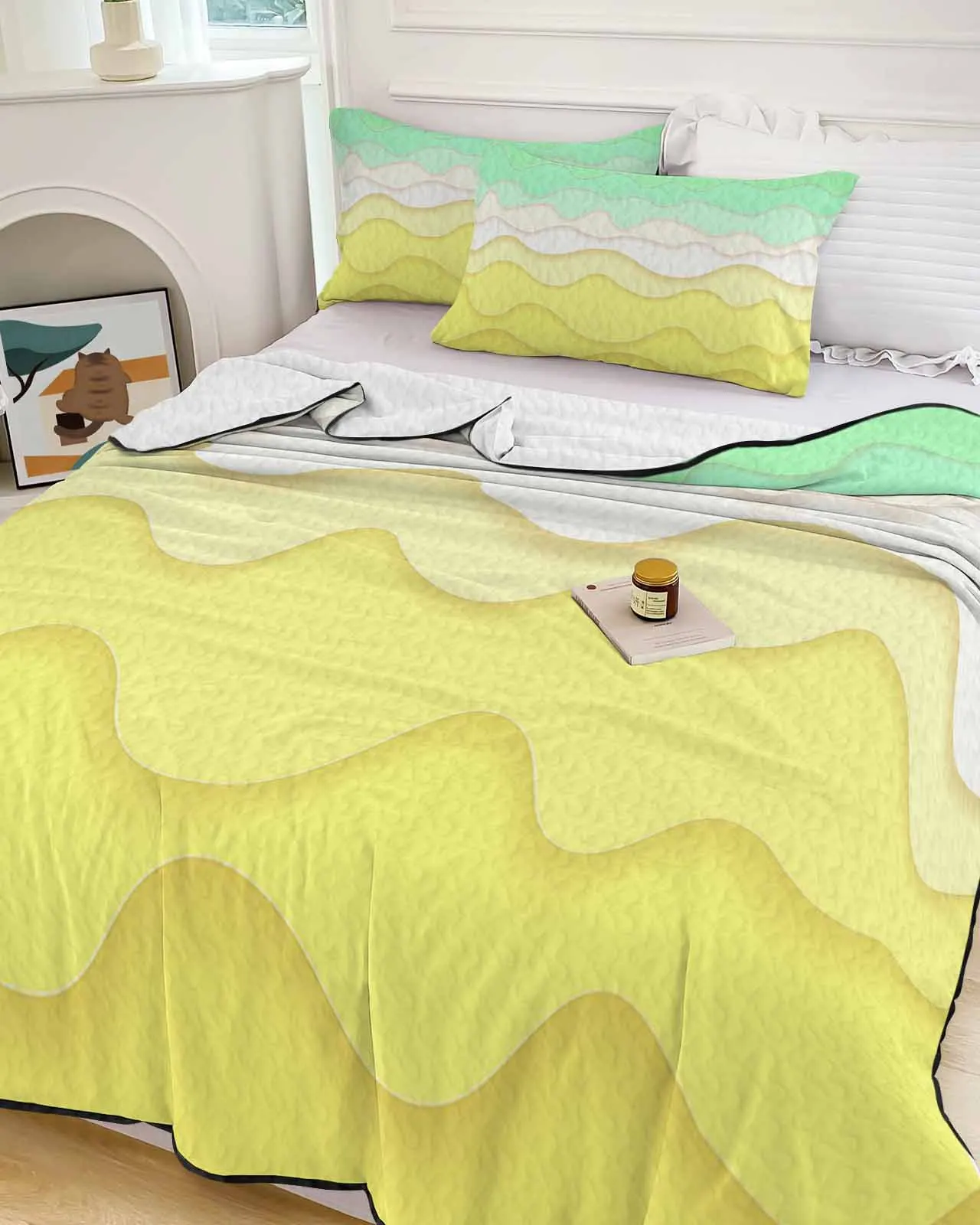 

Gradient Geometry Fresh Summer Abstract Cooling Blankets Air Condition Comforter Lightweight Summer Quilt for Bed Thin Quilt