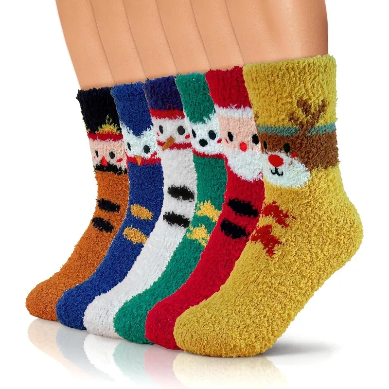 

Warm & Cozy Gifts for Women, Stocking Stuufers, Fluffy Fuzzy Plush Sleeping Slipper Socks - Soft Warm Fabric 5 or 6 Pairs