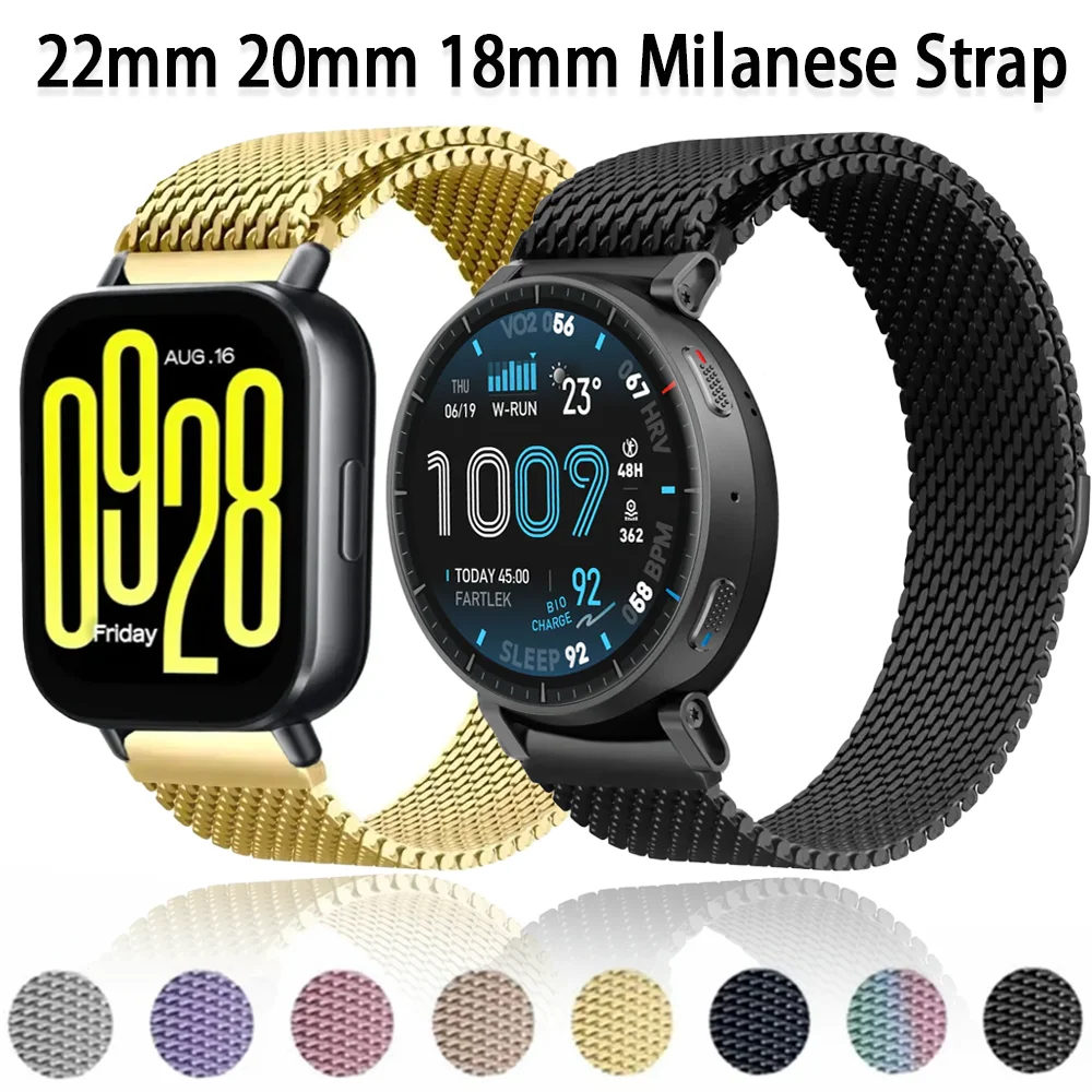 18/20/22mm Milanaise-Armband für Amazfit Active 3 2 Max Bip 6 5 Balance 2 Metall-Magnetarmband Redmi Watch 5 Lite 5 Active Band