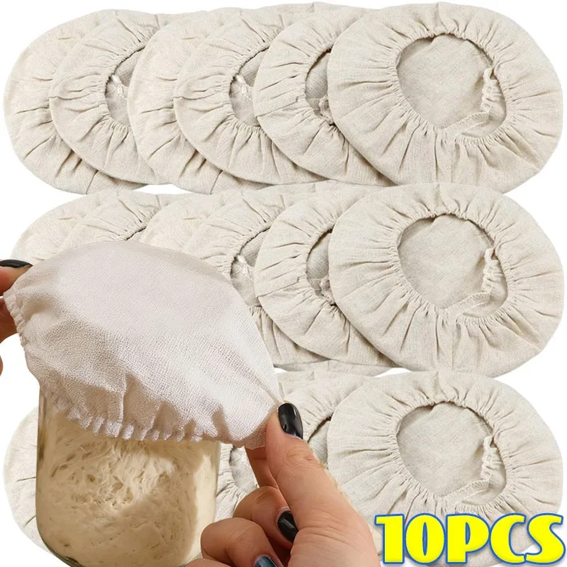 Cubiertas de tela elástica para tarros, cubierta reutilizable para fermentación de pan, cubierta de tela a prueba de pan para tarros de inicio de masa fermentada, suministros para hornear