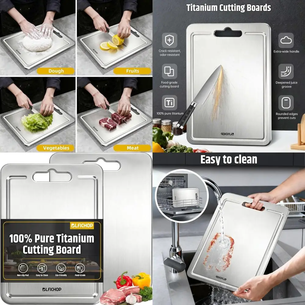 

Двусторонняя металлическая разделочная доска с канавкой для сока, серая, 18x12 дюймов — нетоксичная, можно мыть в посудомоечной машине для мяса, овощей и Fr