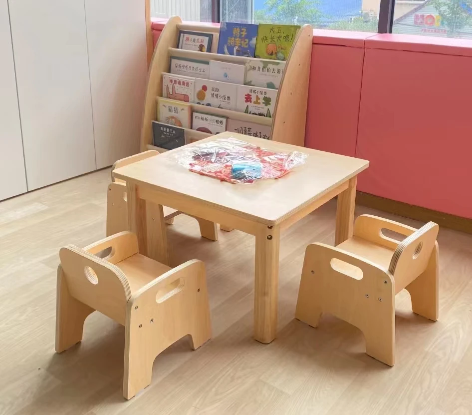 

Nursery N5 set Solid wood kindergarten small square table Writing table and chair W18