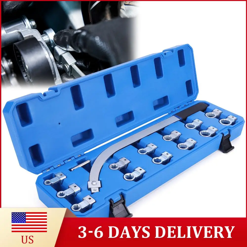 

15PCS Serpentine Belt Tension Pulley Wrench Set Auxiliary Belt Tensioner Pulley Wrench Set Screw Removal Tool for Most Vehicles