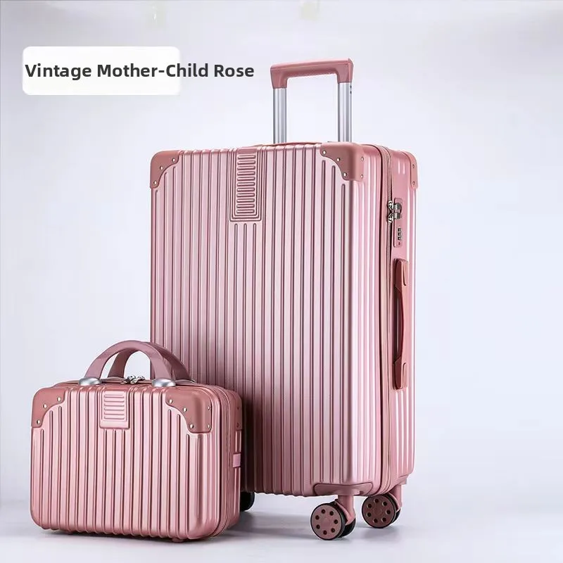 Mala de Viagem Grande Capacidade Retrô com Estética Elevada, Caixa com Senha, Bagagem de Mão Masculina com Rodas Universais e Haste Retrátil 20 Polegadas