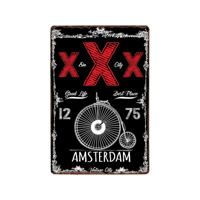 Netherlands Amsterdam Metal Tin Signs Vintage Plaque Wall Poster Beer Bar Coffee Cafe Decoration Home Decor 20x30 cm