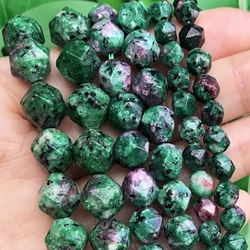Natural Epidote Zoisite Stone Faceted Loose Spacer Beads Diy Handmade Bracelet for Jewelry Making Accessories 15'' 6 8 10mm