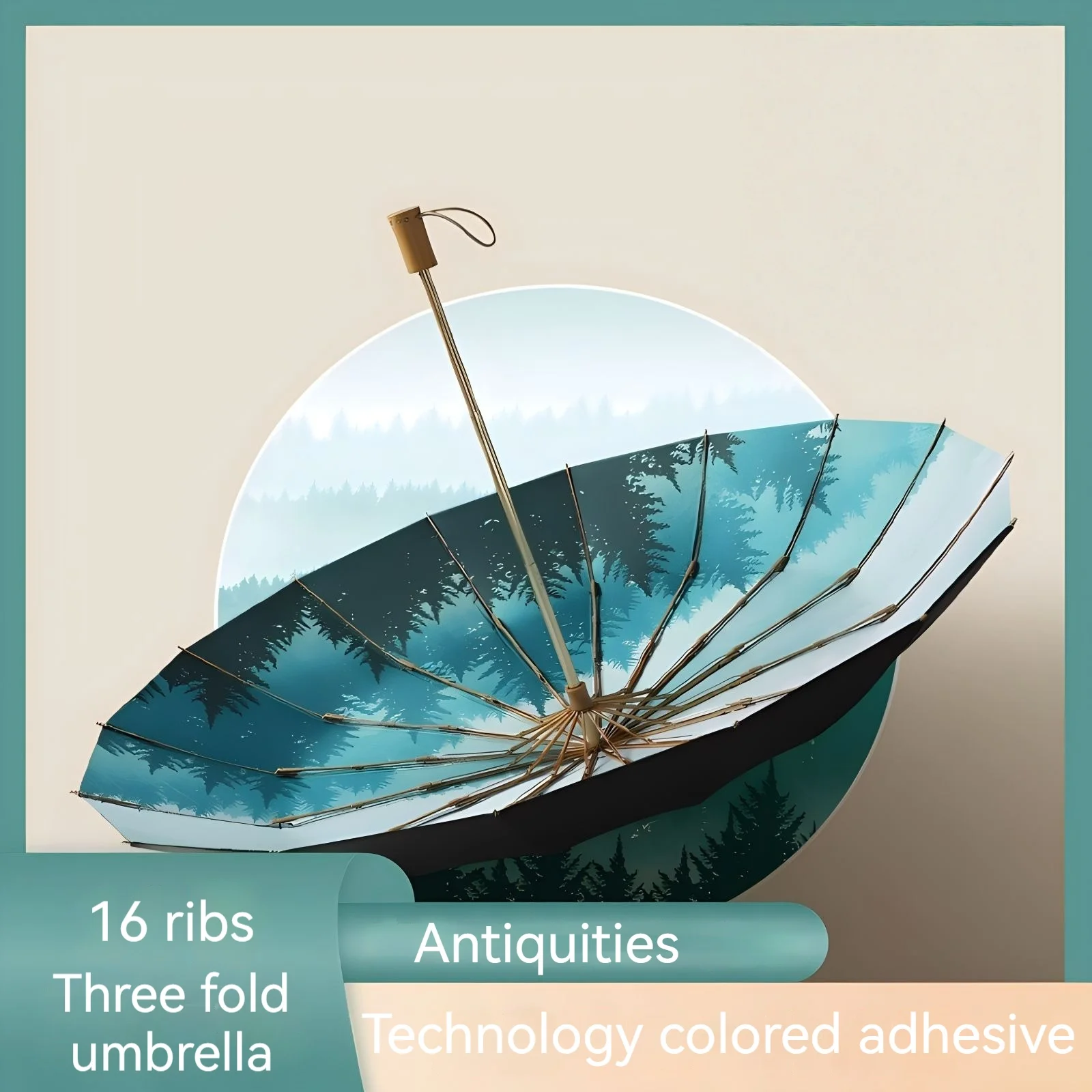 

Высокое качество, 16-костный прочный ручной тройной складной ретро-элегантный зонт с ручкой из цельного дерева, подходит для ежедневных путешествий на открытом воздухе