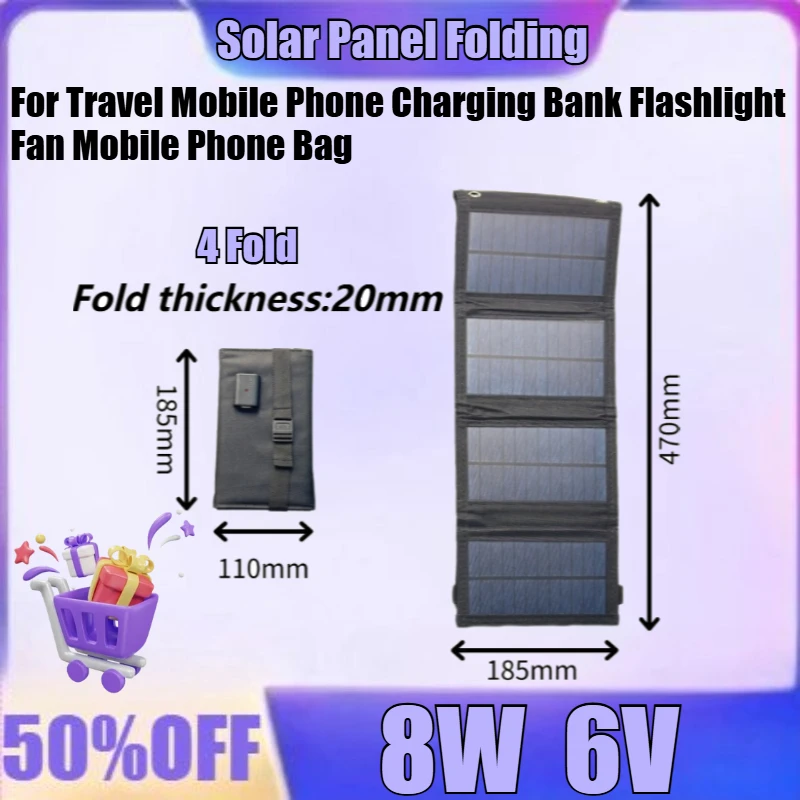 

4 Fold Foldable Solar Panel Folding Solar Panels For Travel Mobile Phone Charging Bank Flashlight Fan Mobile Phone Bag