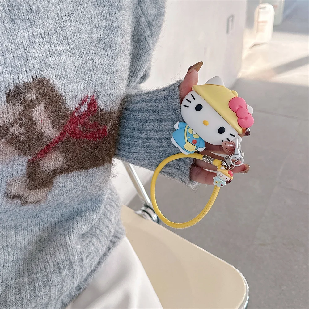 

Милый силиконовый 3D-чехол Kawaii Hello Kitty для наушников Apple AirPods 4 3 2 Pro2 Pro3, ударопрочный чехол для зарядного кейса, милый чехол