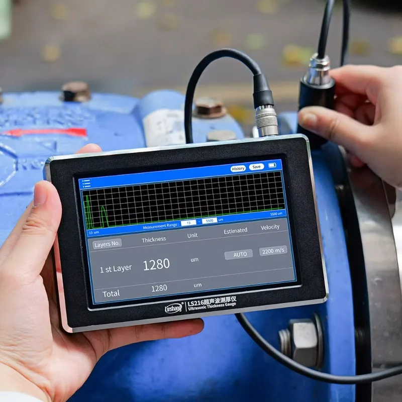 LS216 3 طبقات قياس سمك عالية الدقة بالموجات فوق الصوتية قياس سمك الطلاء للمعادن البلاستيكية