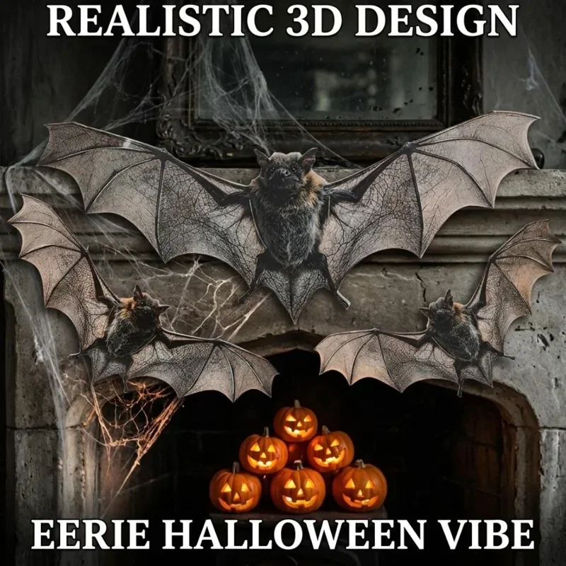 12/36er-Pack 3D-Wandsticker mit fliegenden Fledermäusen, realistische PVC-Halloween-Dekorationen, gruselige Fledermäuse für Fenster, Türen, Zuhause, Partys, gruselige Dekoartikel – Detail 6