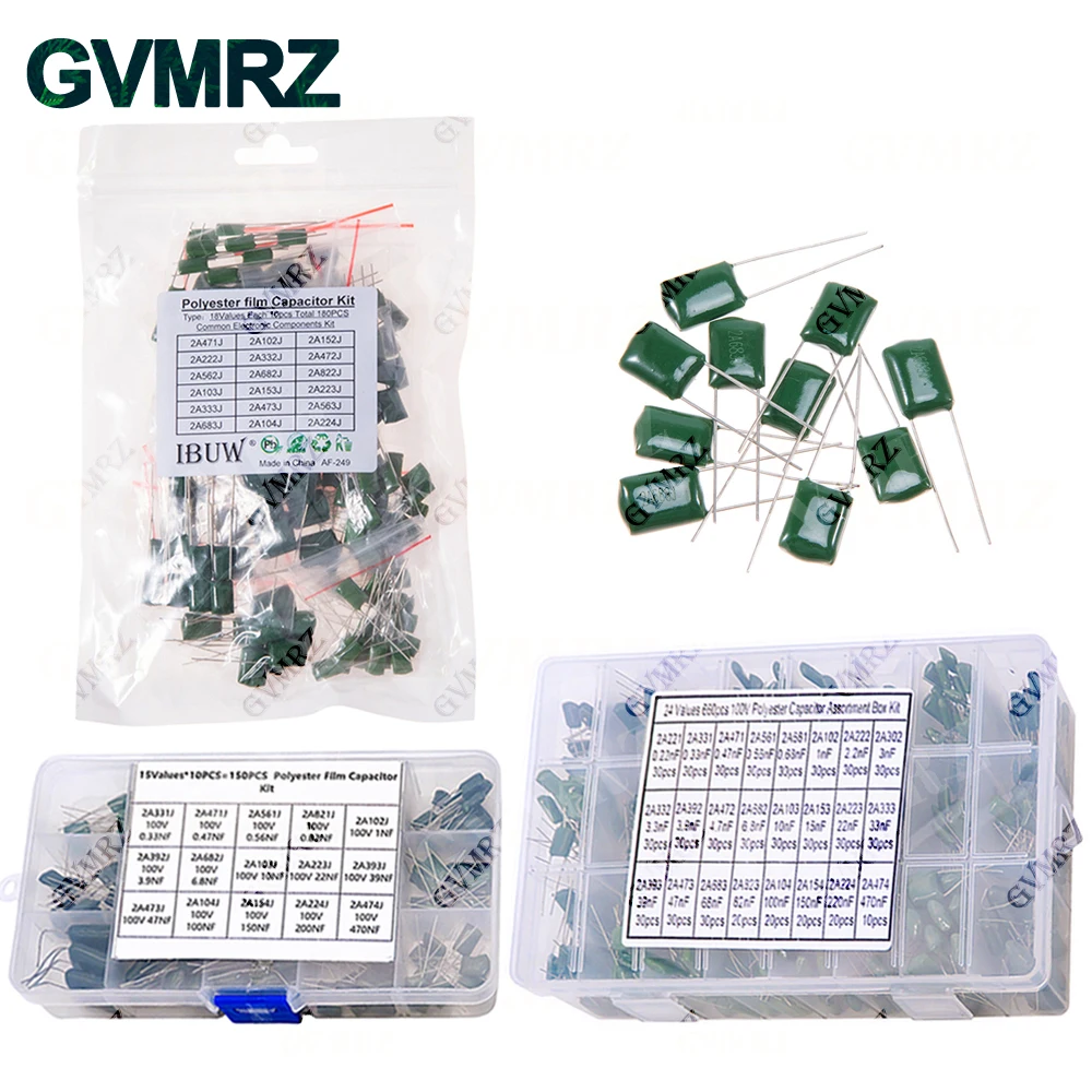 Polyester Film Capacitor KIT 330PF 470PF 560PF 102 222 472 103 223 333 473 104 1NF 2.2NF 10NF 22NF 47NF 100NF 0.1UF