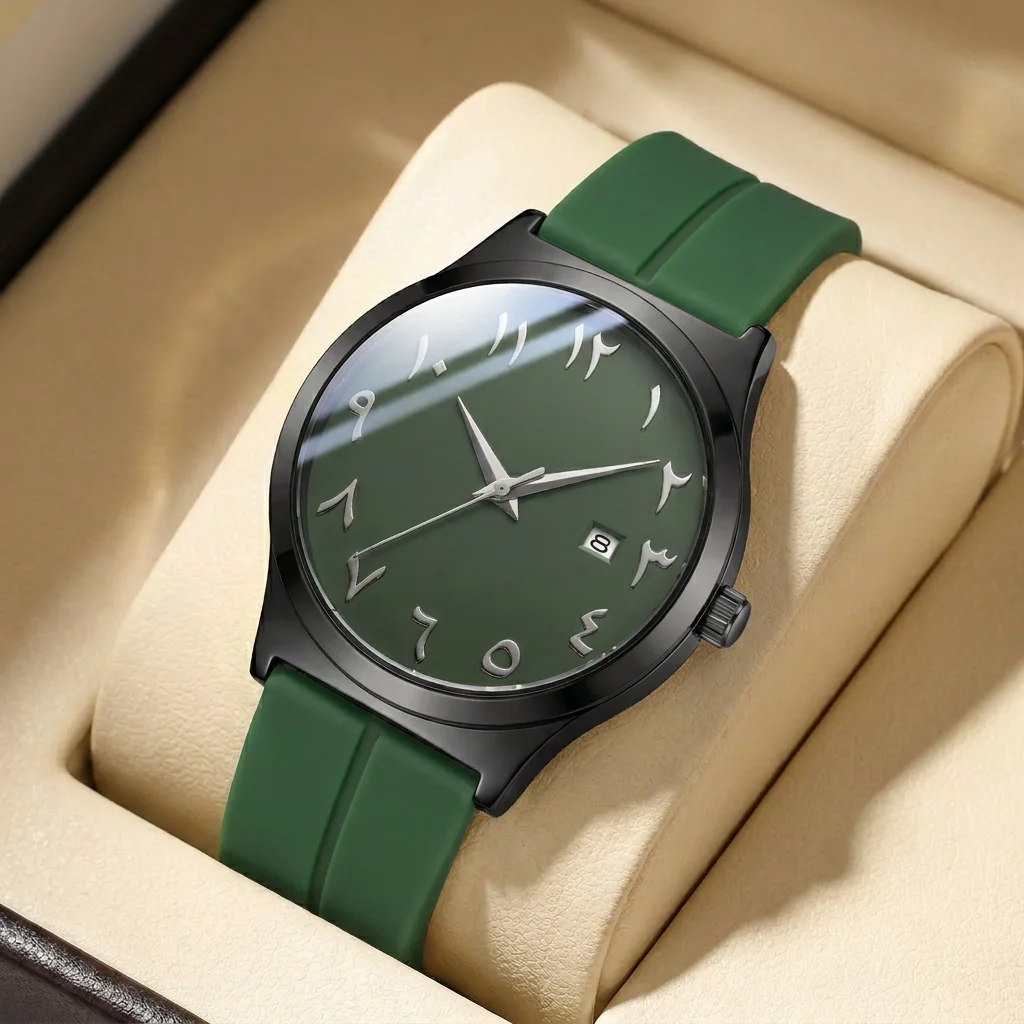 1Pcs Women's Green Dial Silicone Strap Vintage Fashion Classic Fashion Details Quartz Watch For Business Party Holiday