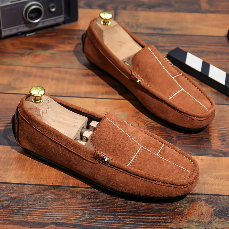 

Hot Sales Bean Shoes 2024 New Leather Casual Slip-on Lazy Driving Men's Shoes Autumn Breathable Red Shoes Loafers Men