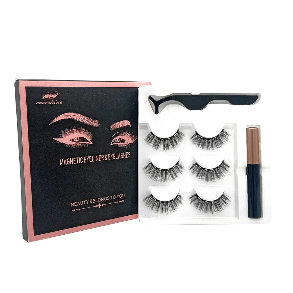 Eyeliner Magnetic Suction False Eyelashes Reusable Long Lasting 3D Fake Lashes Set Makeup Extension Full Cluster Eyelashes Women