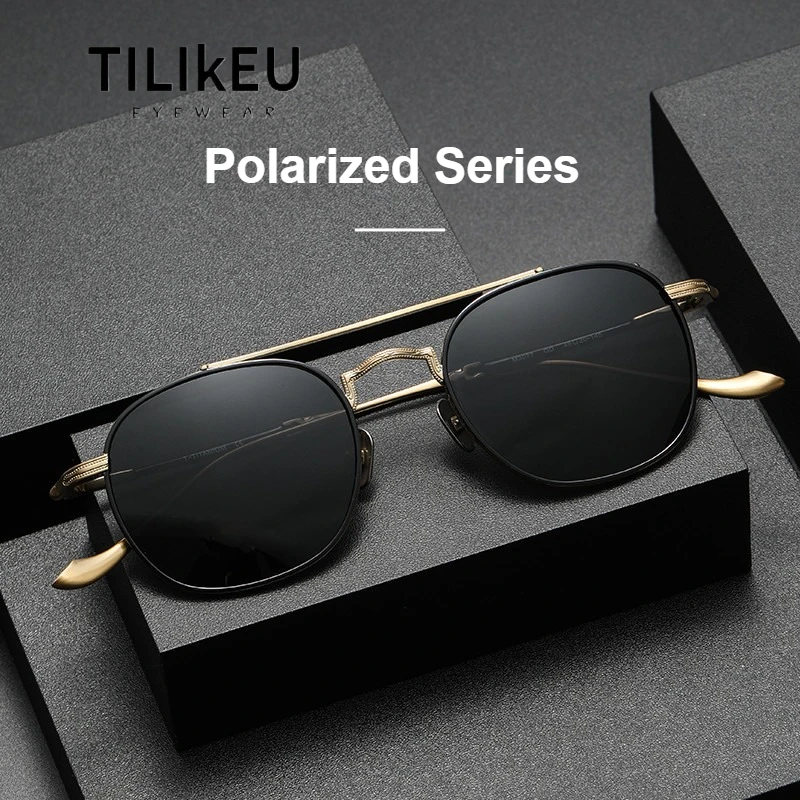 

Новые поляризационные солнцезащитные очки M3077 из чистого титана с двойной перемычкой, ретро, унисекс, для мужчин, для вождения, антибликовые, УФ-защита, для рыбалки