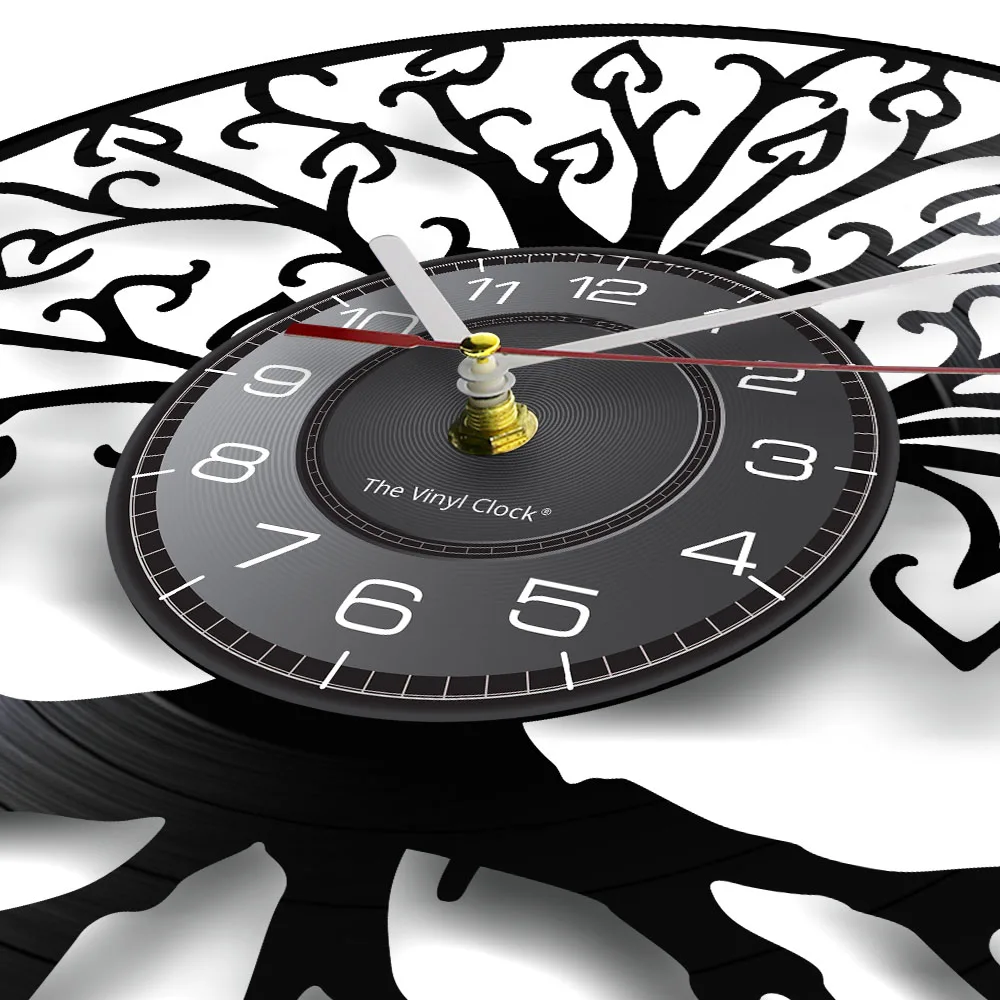 Tree of Life Retro Vinyl Record Wall Clock Living Room Kitchen Family Tree Retro Vinyl Longplay Wall