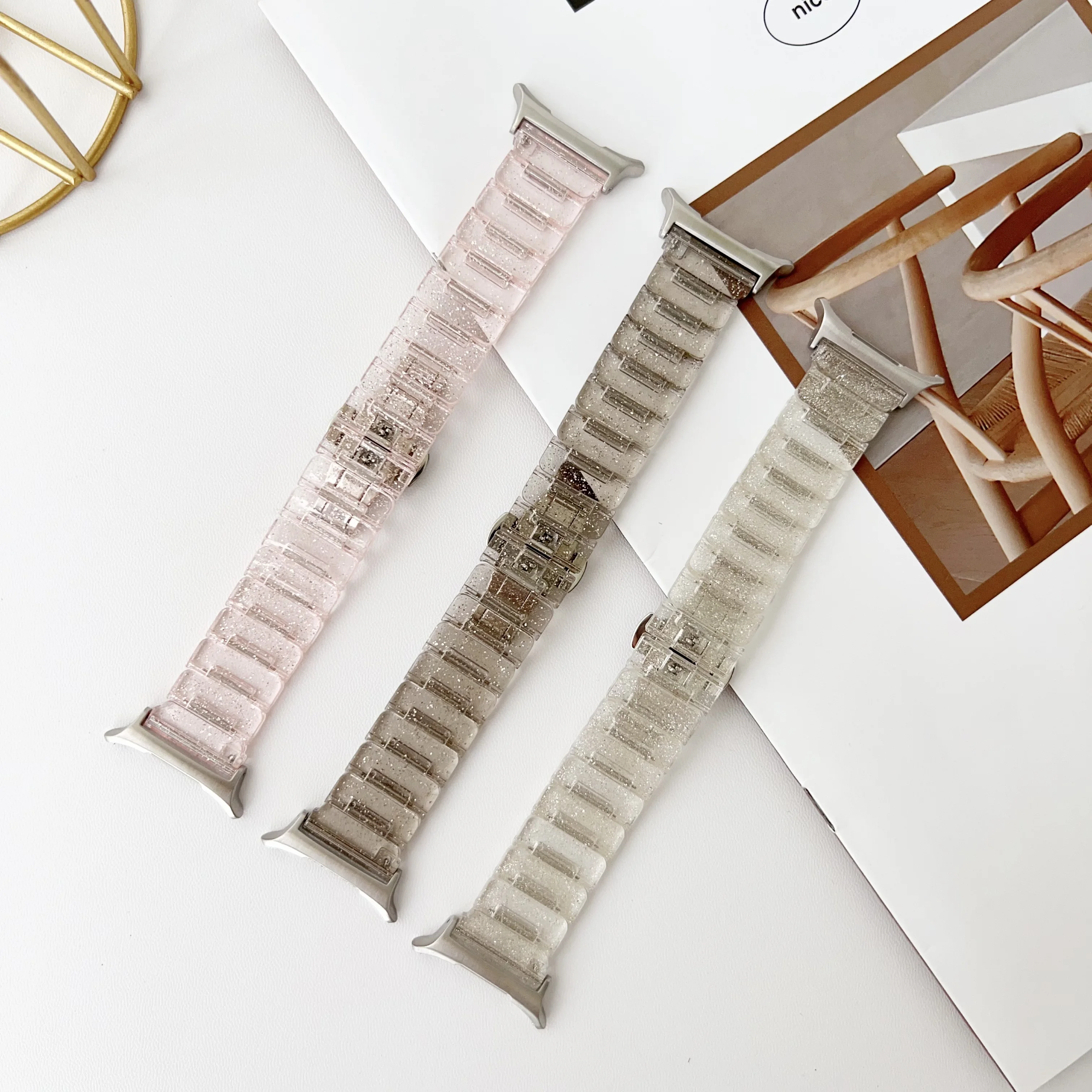 حزام راتنج شفاف للنساء ، شريط ساعة شفاف ، حزام إبزيم للسيدات ، سامسونج جالاكسي 7 الترا ، 47 top