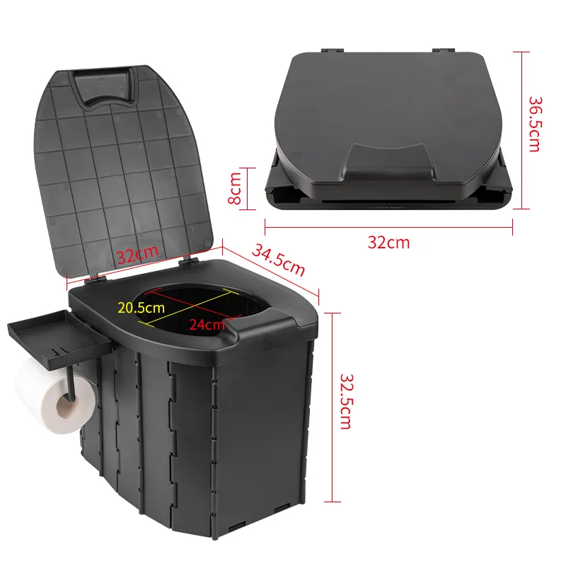 

Outdoor folding toilet with lid, camping toilet, adult car toilet, children's portable mobile horse