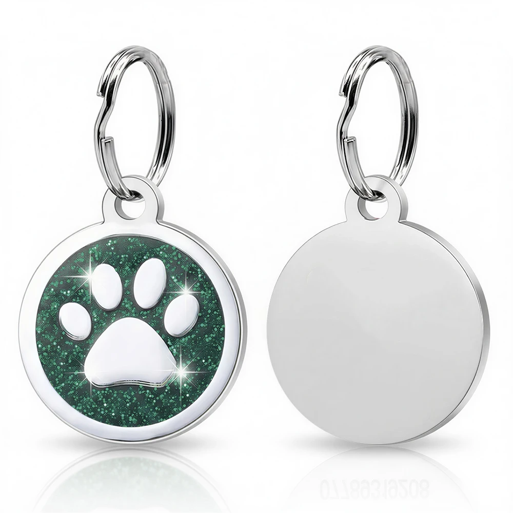 Gratis gepersonaliseerde honden- en kattenplaatjes met gegraveerde puppy- en huisdier-ID-naam, halsbandlabel, metalen poot-glitterhanger, huisdier- en hondenaccessoires