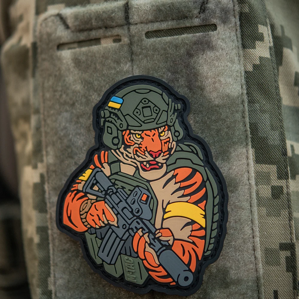 Toppa ucraina Tactical Tiger Morale Badge verde oliva toppe in PVC adesivo militare con decorazione a zaino con gancio e anello