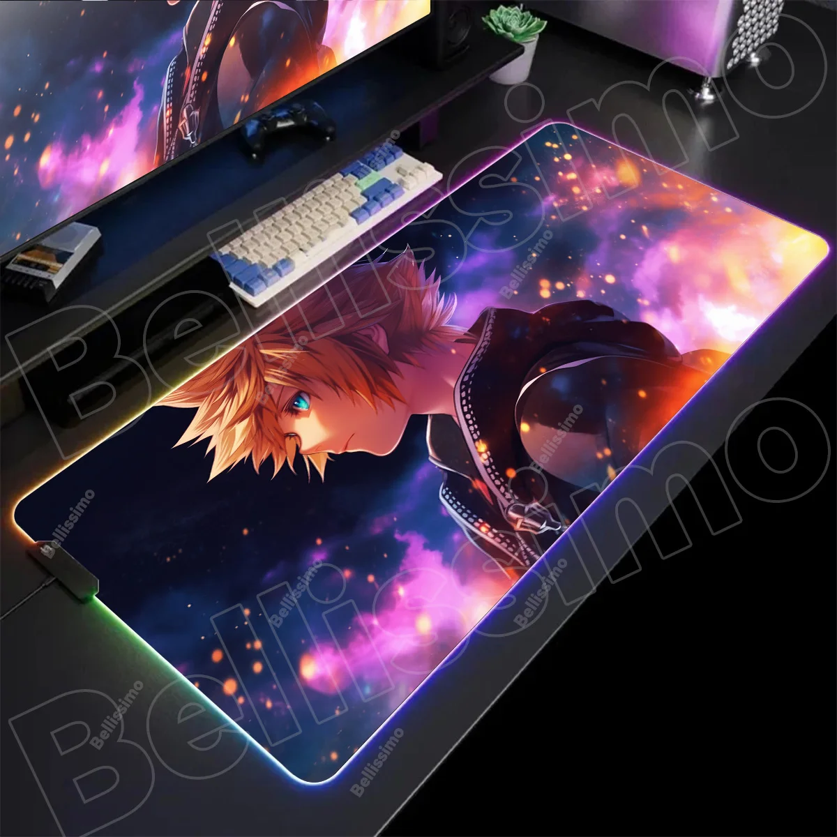 

RGB Pc Accessory Gamer K-Kingdom Hearts Keyboard Desks Mousepad LED Lighting Glowing Mouse Mats Rubber Gaming Computer Mausepad