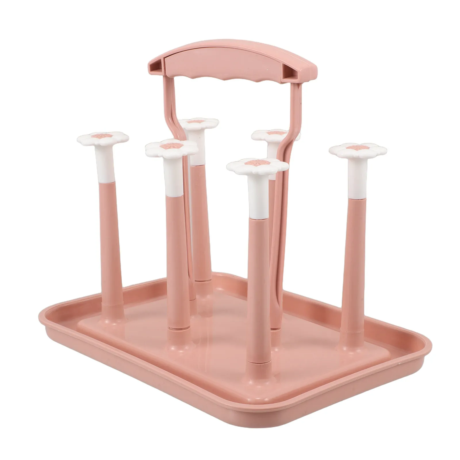 

Pink Baby Bottle Drying Rack Space Saving Countertop Organizer Cup Drainer Stand for Nursing Bottles Cups Nursing Bottle Rack