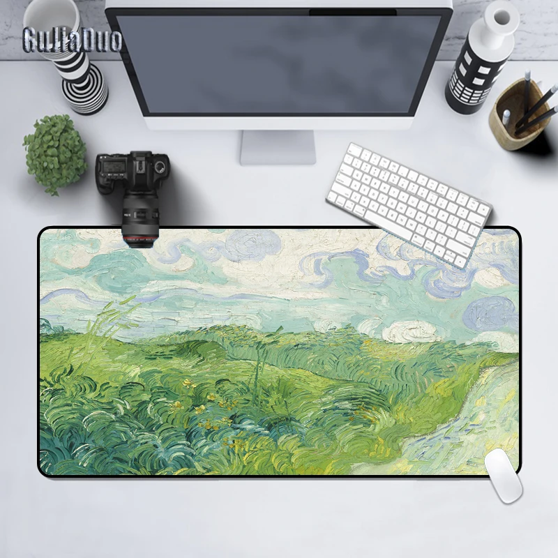 

GuJiaDuo зеленая сцена картина маслом большой коврик для мыши ноутбук Нескользящий замок для стола настольный коврик игровой Hoom аксессуары художественный коврик для мыши