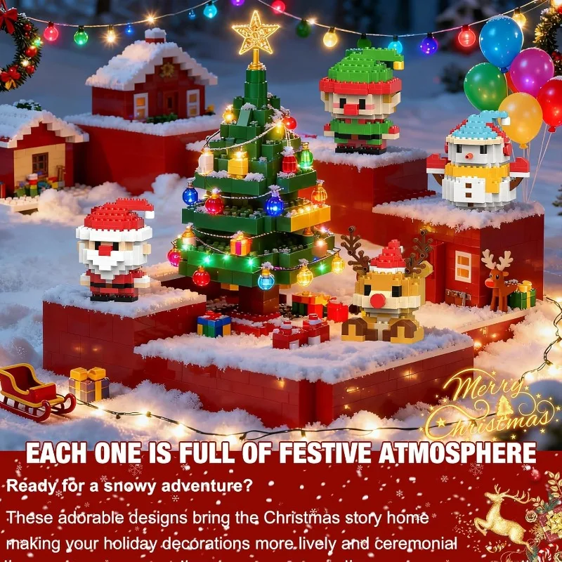 DIY Christmas Santa Claus Building Blocks Set Christmas Themed Brick Ornaments Mini Block Figures Birthday Gifts for Kids view 6
