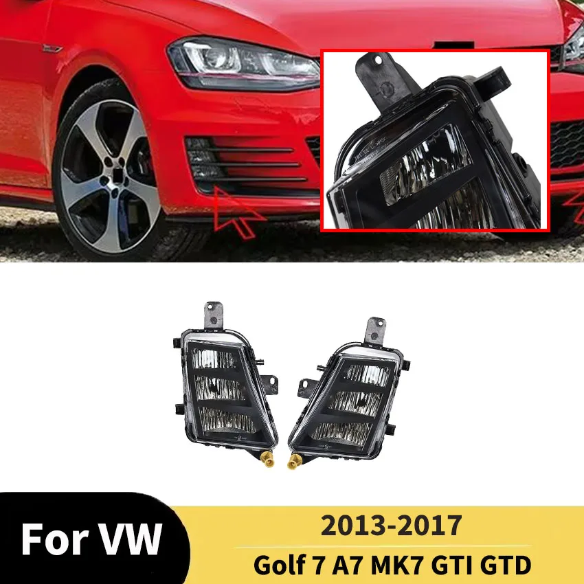

2013 2014 2015 2016 2017 For VW Golf 7 A7 MK7 GTI GTD Car LED Front Bumper Fog Light Accessories Foglight Assembly Auto Body Kit
