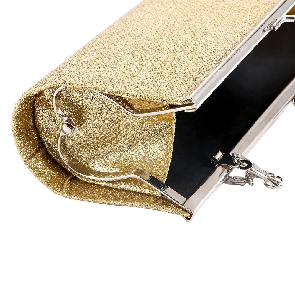 체인 장식이 있는 반짝이는 신부 들러리 웨딩 파티 핸드백 클러치 이브닝 백 숄더백