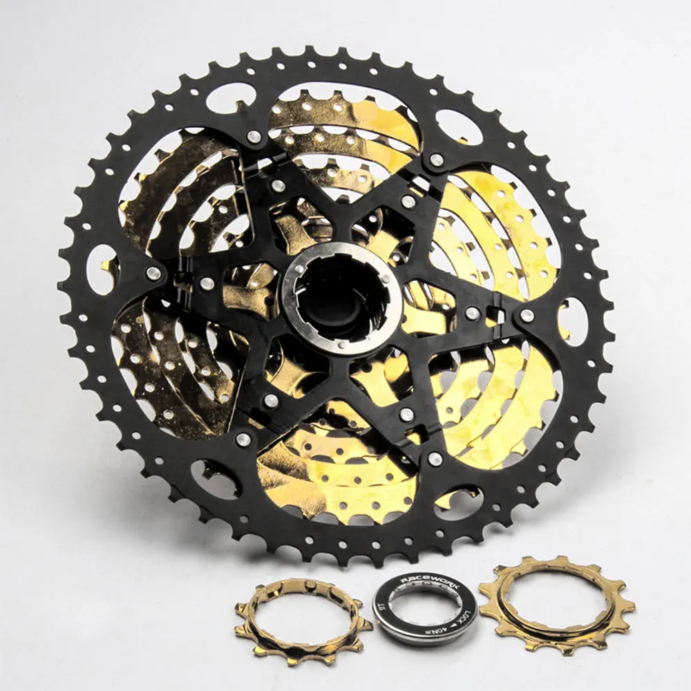 RACEWORK 10 Speed Cassette Gold Sprocket for Shimano HG Structure MTB Bicycle 42T 46T 50T Freewheel Mountain Bike Cycling Parts