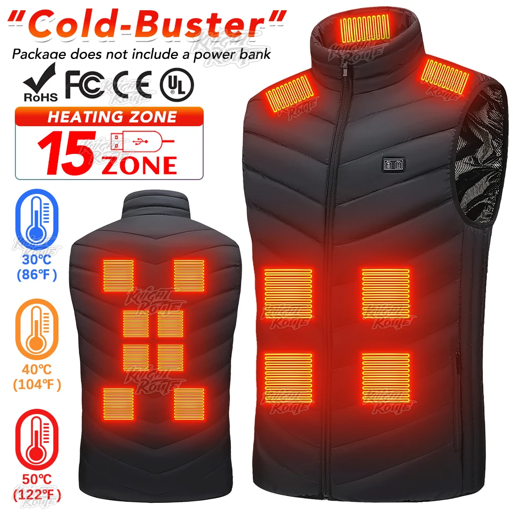 

15Areas Self Heated jacket Heating Vest Men's Thermal Women's USB Heated Vest Warm Clothing Fishing Camping Washable Winter Man