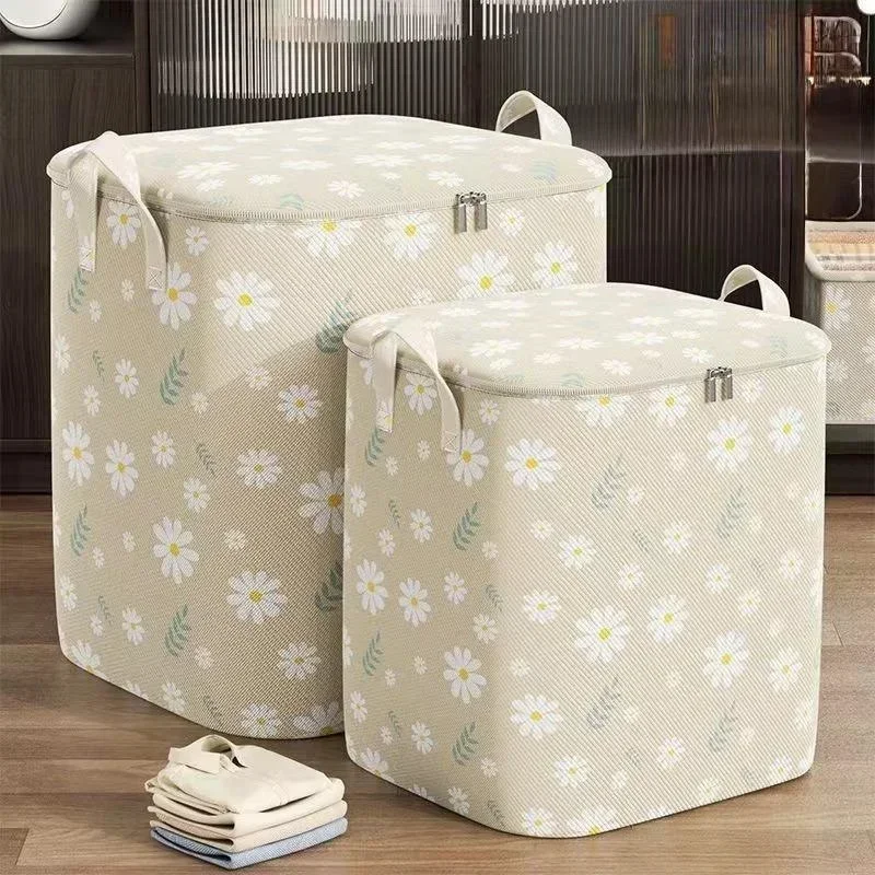 1Pcs Cartoon Daisy Pattern Storage Box Large Capacity Zipper Organizer Versatile Dustproof Container Clothes Storage Bag