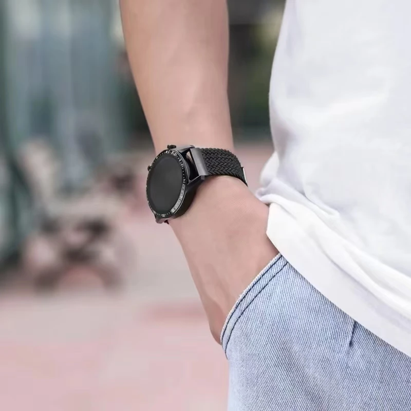 22/20 مللي متر الرياضة النايلون الفرقة لساعة سامسونج جالاكسي 7/FE/6/5/4/الكلاسيكية 40/44 مللي متر 5 برو مضفر حزام غالاكسي ساعة 3 45 مللي متر S3 سوار