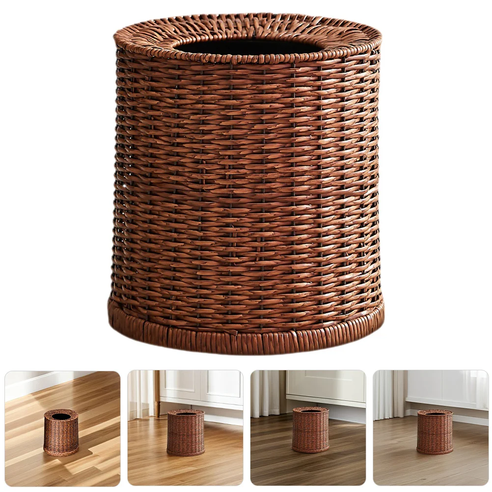 

8L Rattan Weave Double Trash Can No Lid Large Capacity Waste Basket Bathroom Bedroom Living Room Garbage Bin Bathroom Basket
