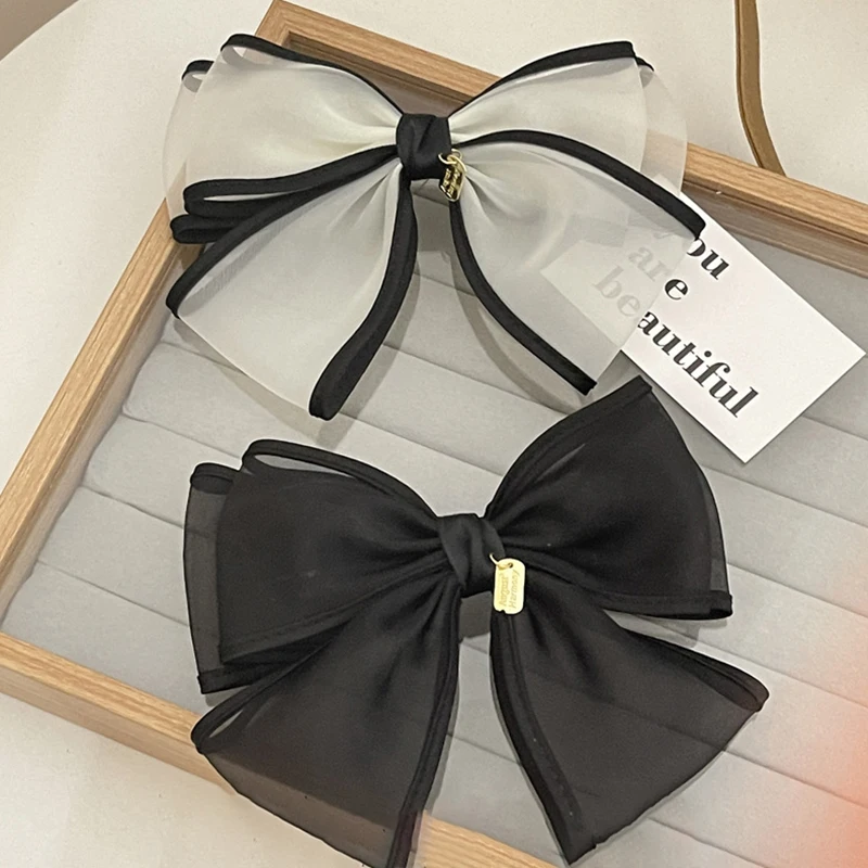 Pure Handmade Mesh Bow Hair Accessories Top Clip Korean Fashion Silk Hair Bows Clip Hairpin Girl Headwear Hair Accessoires Gifts