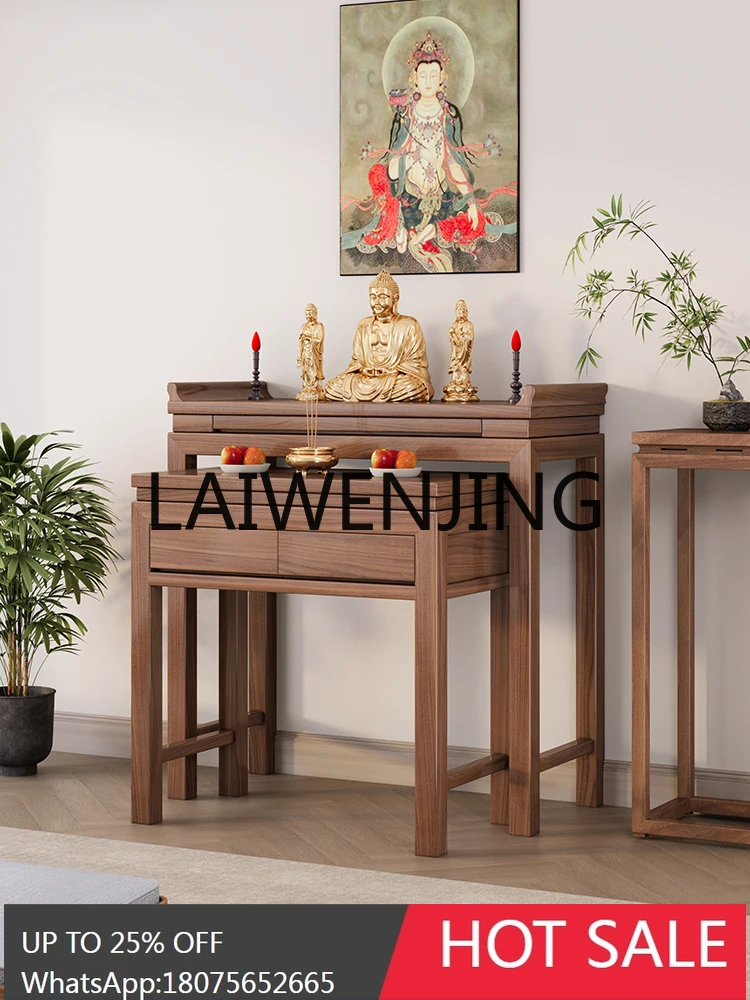 Altar Incense Burner Table Guan Gong Buddha Table God of Wealth Black Walnut Prayer Altar Table Altar Buddha Shrine Home