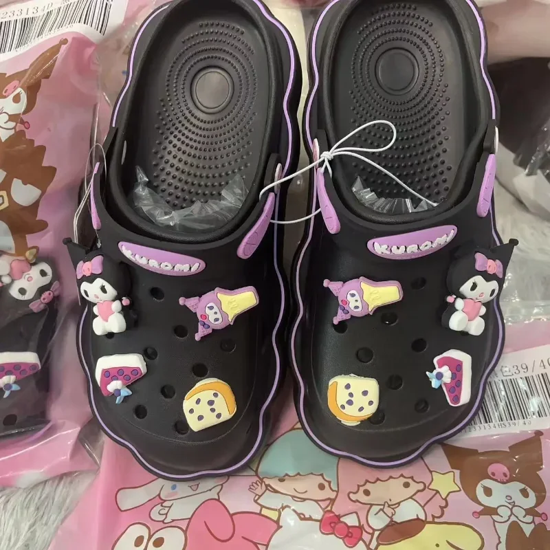 Kawaii Lolita Sanrio Hello Kitty Cave scarpe sandali estivi da donna con tacchi spessi Kuromi Cinnamoroll pantofole Casual femminili