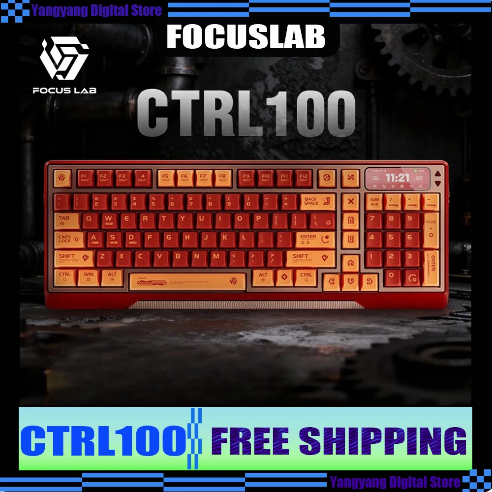 

Механическая клавиатура FOCUSLAB Ctrl100 с индивидуальным IPS-экраном, беспроводная Bluetooth-алюминиевая игровая клавиатура с ЧПУ, горячая замена Qmk/via